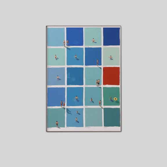 Surreal Summer Swimmers Art Poster Full Size 24''x36'' Goldengate