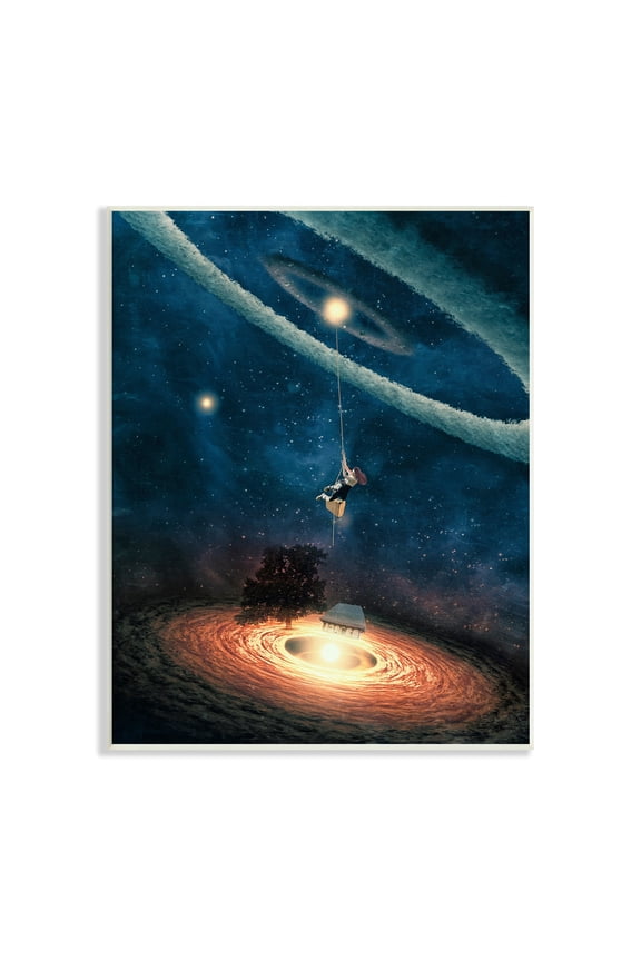 Surreal Tree Person Outer Space Glowing Nebula Stars Novelty Painting Unframed Art Print Wall Art
