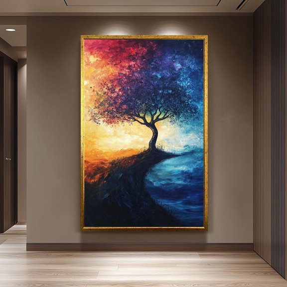 Surreal Tree Sunset Poster, Unframed Paper Poster 8x10in