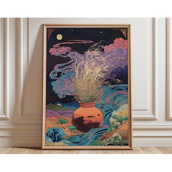 Surreal Vase Landscape Wall Art Print, Unframed Paper Poster 8x10in