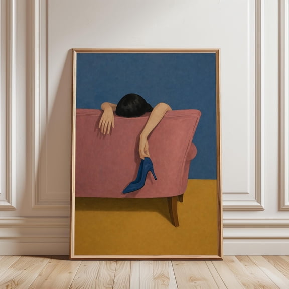 Surreal Woman Minimalist Couch Figurative Home Gallery Wall Decor Unframed Paper Print