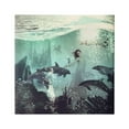 thumbnail image 1 of Surreal Woman Underwater Dolphins Splashing Bubbles Animals & Insects Graphic Art Gallery-Wrapped Canvas Print Wall Art, 1 of 7