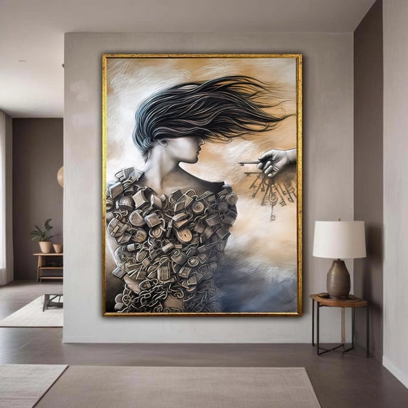 Surreal Woman With Locks And Keys Figurative Art Metaphorical Modern ...