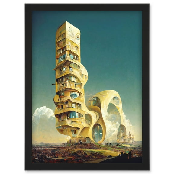 Surrealism Modern Architecture Palace Artwork Framed Wall Art Print A4