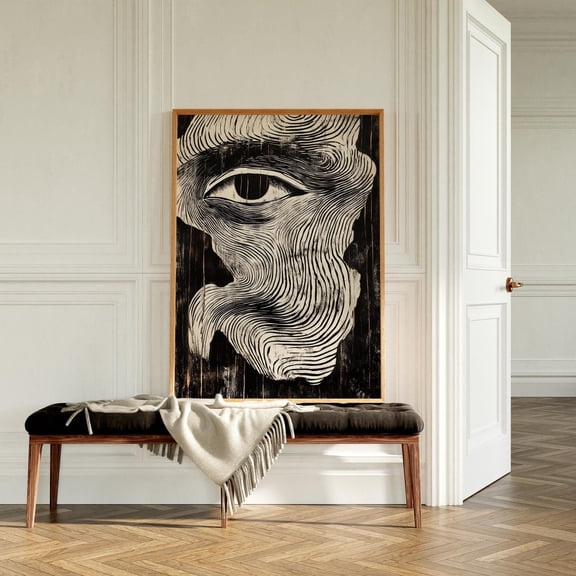 Surrealist Abstract Eye Art Print, Modern Black White Decor
