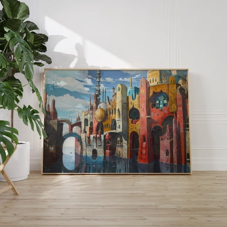 Surrealist City Gallery Inspired Wall Art Decor Unframed Paper Print