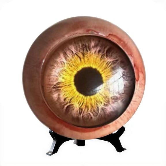 Surrealist Monster Eye Decor, Robust Resin Realistic Eyeball Ornament, Sturdy Resilient Horror Prop for Bookshelf & Oddity Collection, 2.36 Inch Yellow