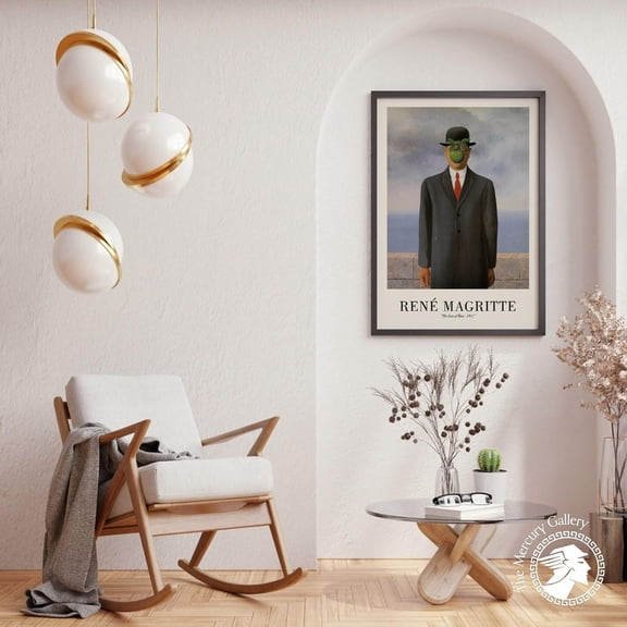 Surrealist Poster, Abstract Wall Art Print, The Son Of Man Inspired Decor UNFRAMED Poster, Wall Art for Decor, Present, 16x24