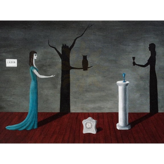 Surrealist Shadow Figures Mystical Midnight Street Alleyway Wall Art, Unframed Poster