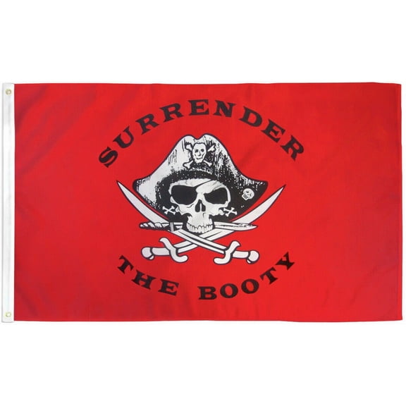 Surrender The Booty Pirate Flag 3X5 Ft Polyester Brass Grommets Boat Bar Cave