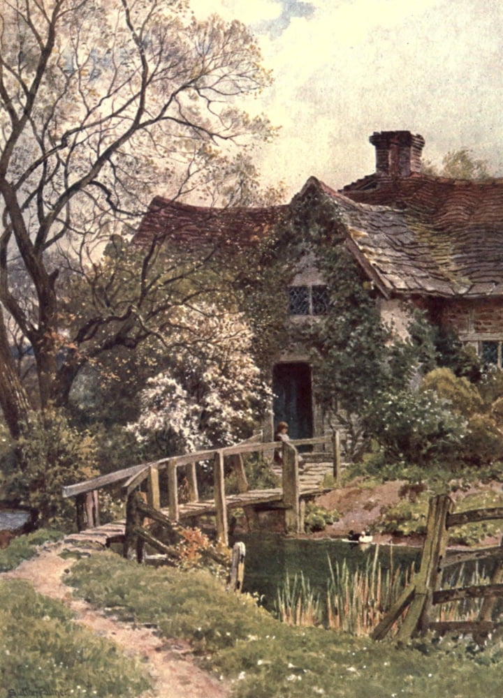 Surrey 1906 Ancient cottage near Ockley Canvas Art - Harold Sutton Palmer (18 x 24)