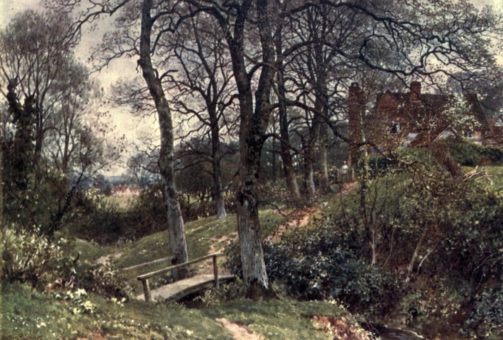 Surrey 1906 Path to the village Ockley Canvas Art - Harold Sutton Palmer (18 x 24)
