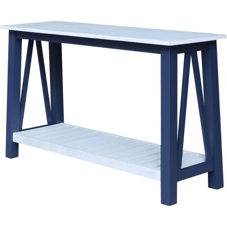 Surrey Console/Sofa Table, Entryway or Living Room Furniture, Sturdy Wooden Design - Blue/Antiqued Chalk Finish