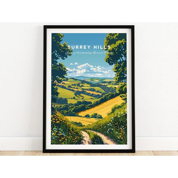 Surrey Hills Wall Art Print Travel Poster England Artwork Poster Gift England Home Decor S
