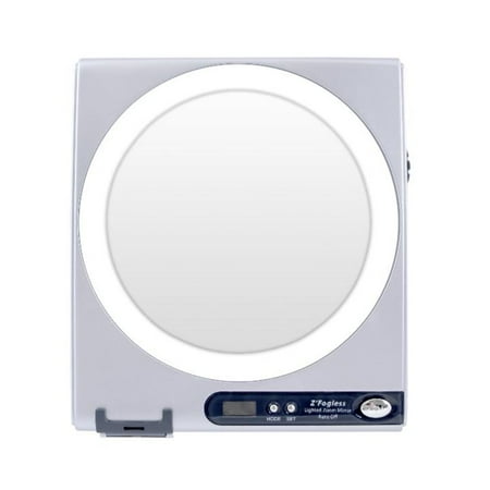Zadro Fogless LED Shower Mirror w/ Magnification, Clock & Razor Holder
