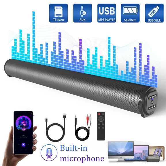 Surround Sound Bar 4 Speaker System Wireless Subwoofer TV Home Theater & Remote