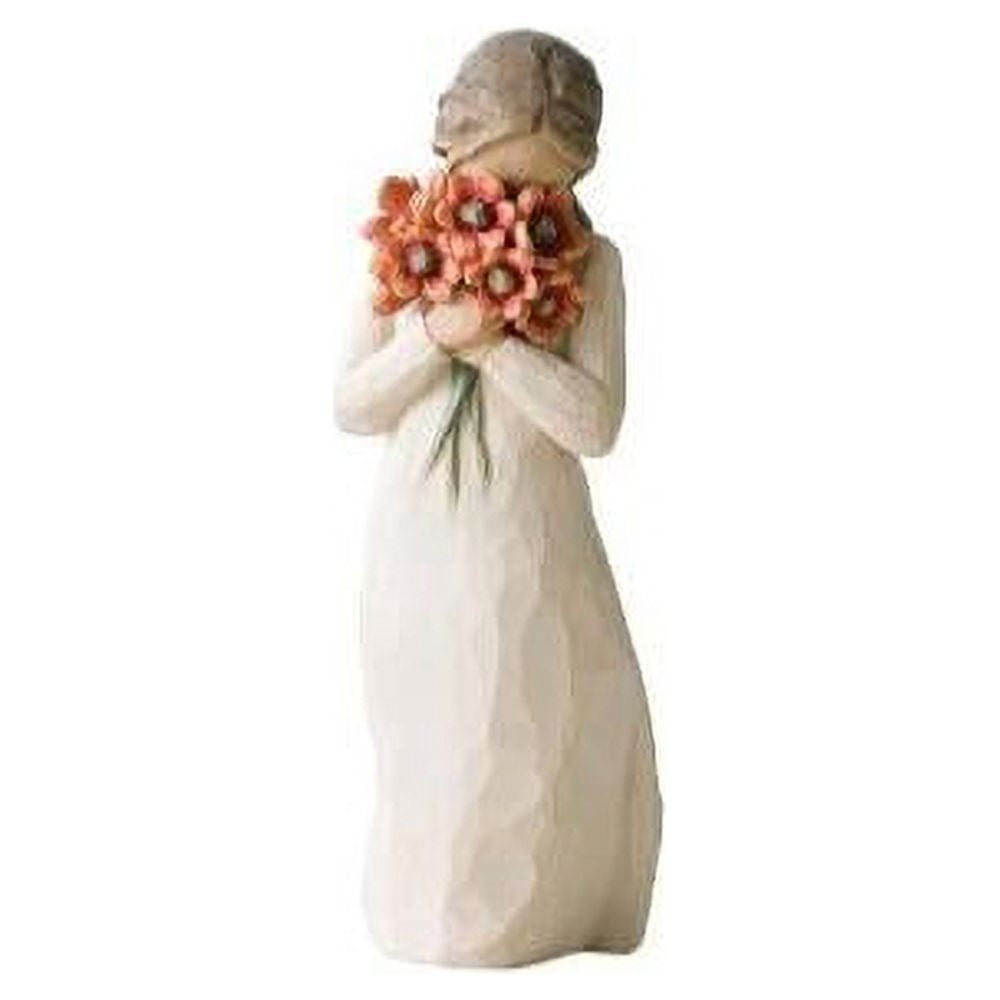 Hand-Painted Resin Angel Figurine with Flowers