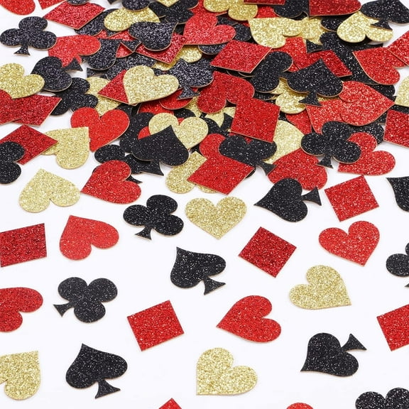 Sursurprise 200 Pack Glitter Casino Confetti Decorations, Poker Table Scatter for Las Vegas Game Night Party Supplies