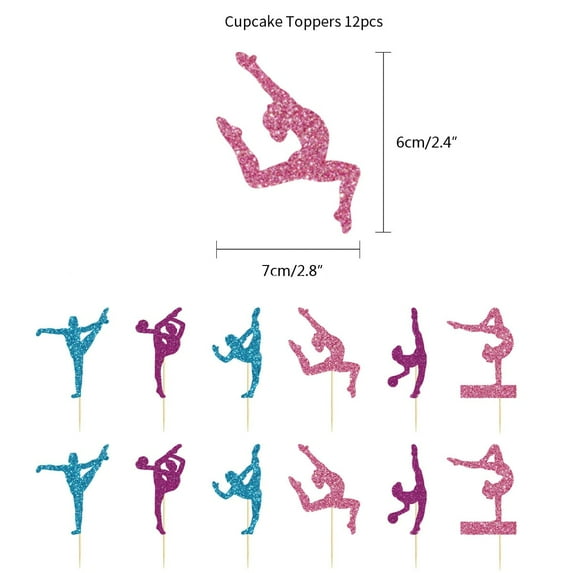 Sursurprise Gymnastics Theme Birthday Party Decoration Balloons Happy Birthday Banner Cake Topper Gymnast Girl Party Supplies