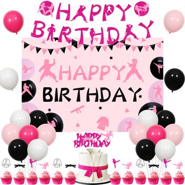 Karate Birthday Party Decorations Kit - Backdrop, Banner, Cake Toppers & Balloons For Martial Arts Theme