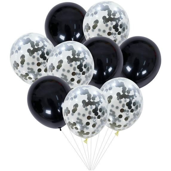 Sursurprise Lightweight Unisex Child Ballons, Latex Black, 12 Inches, 10 Count