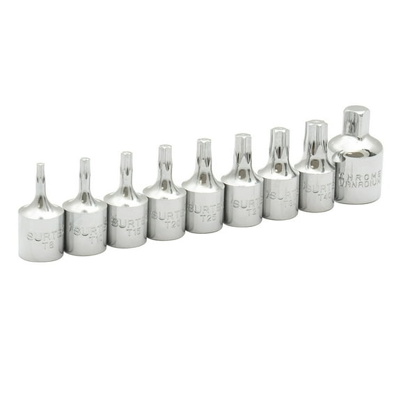 Surtek 1/4" Drive Torx Bit Socket Set with 3/8" Drive Adapter