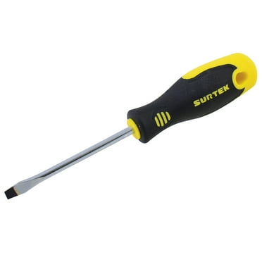 Surtek Bi-Material Screwdriver Round Shank Flat Tip 1/4x6" , D216