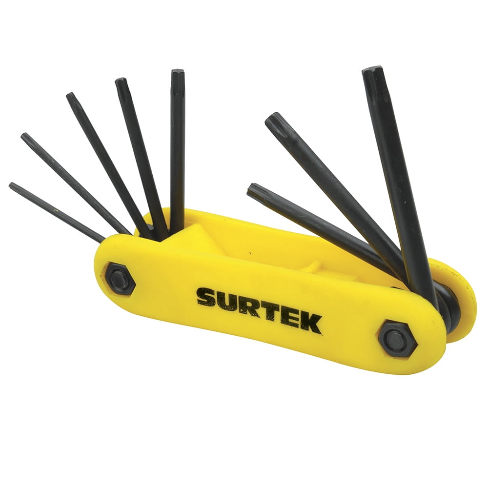 Surtek Folding Torx® Key et, 8 Pieces, Yellow