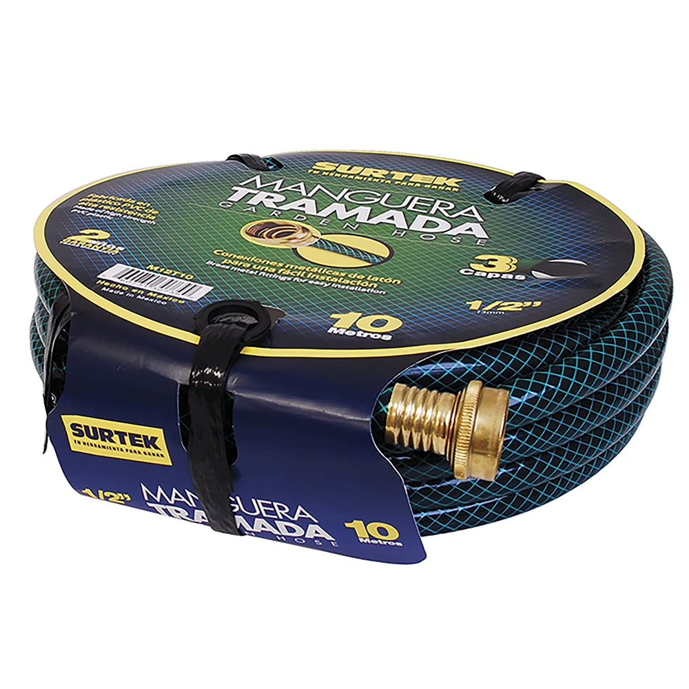 Surtek Green Woven Garden Hose with Metallic Connector 5/8" 15m Reel , M58T15