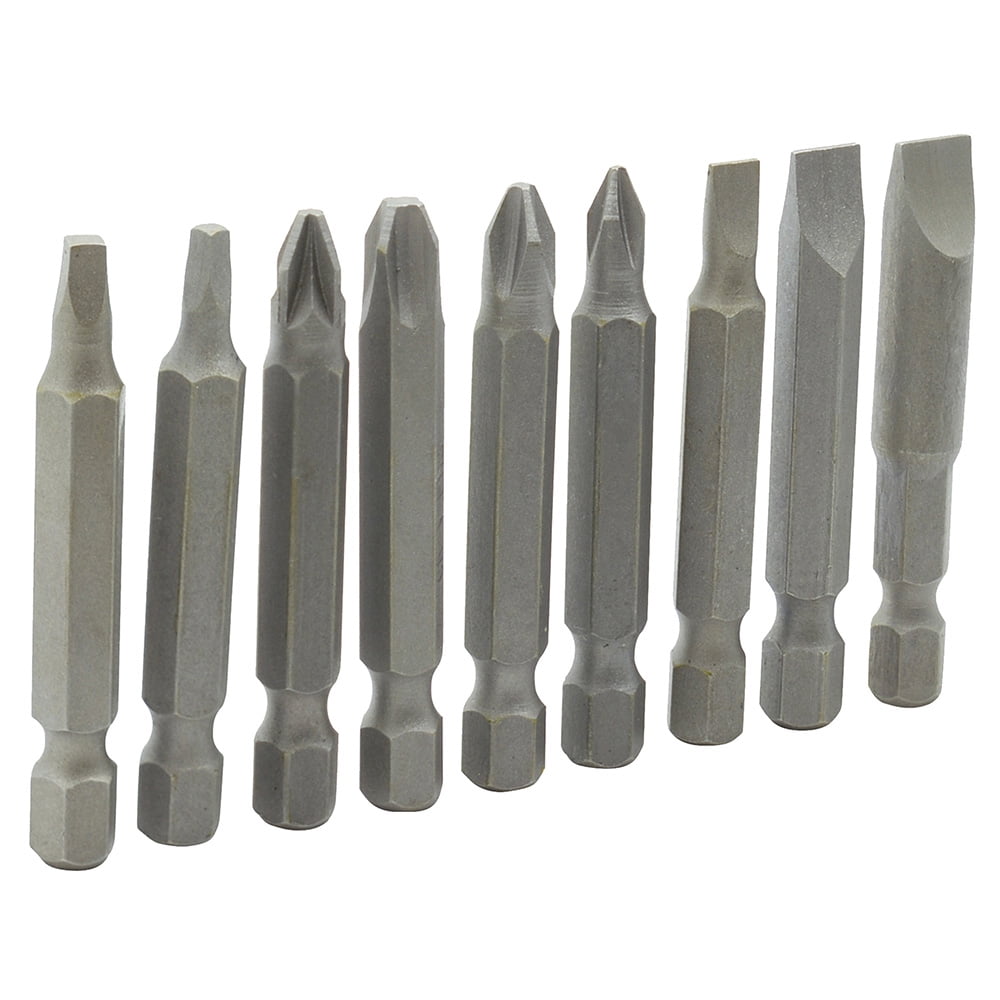 Surtek Interchangeable Power Bit Set, Phillips Bits, Slotted Bits, Square Bits, Pozidrive Bit,  9- Pieces