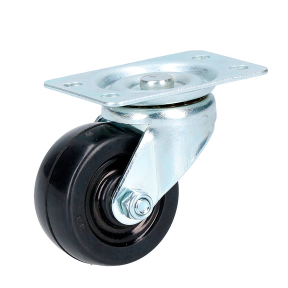 Surtek Mobile Rubber Caster, 2", Steel rim, Black, 1 pc