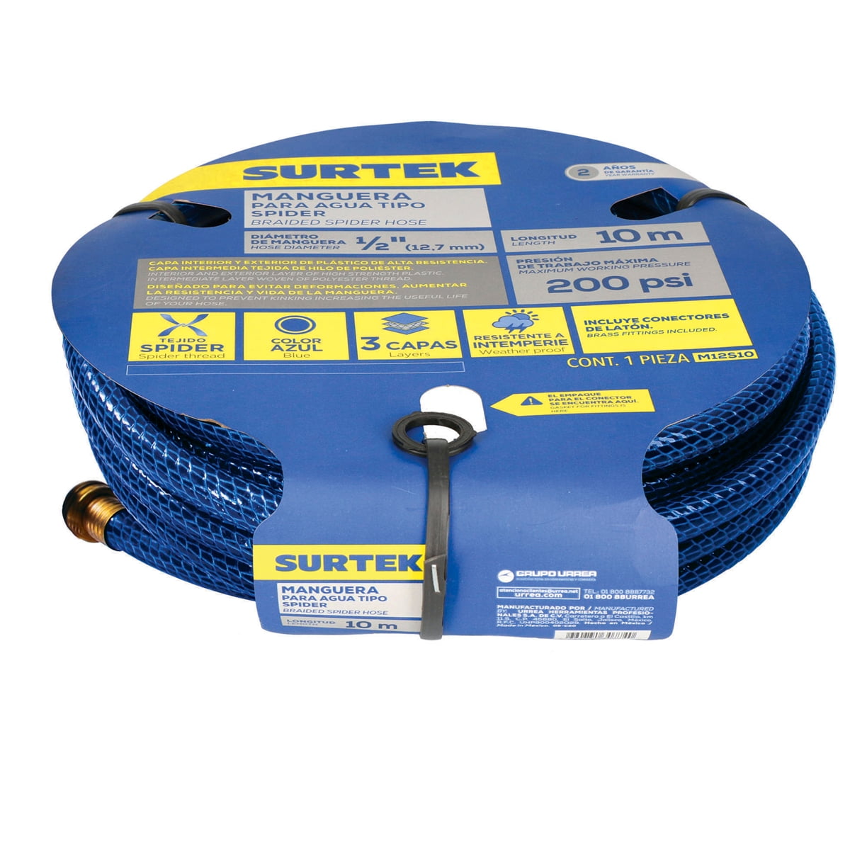 Surtek Spider Garden Hose with Metallic Connector 1/2" 15m Reel , M12S15