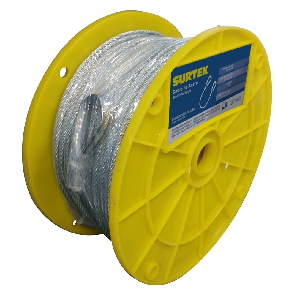 Surtek Steel Wire Rope with Thimbles 3/32" x 152 M