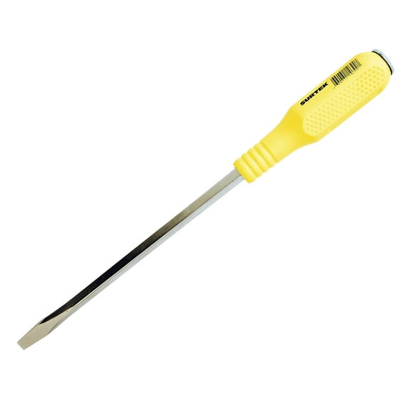 Surtek Yellow Hitting Screwdriver Square Shank Flat Tip 1/4x6" , D416G