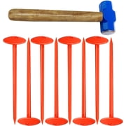 Survey Stakes , 2.3" x 7" - Septic Tank Marker - Protecting Your Property Boundary with Solid and Sturdy Survey Stakes - Pack of 8 Pcs + 1 Hammer