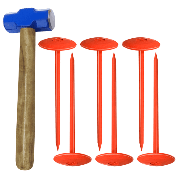Survey Stakes , Septic Tank Marker - 3.5" x 7" - Suitable Property line Markers ,Property Boundary with Solid and Sturdy Property Survey Marker - Pack of 6 Pcs + 1 Hammer
