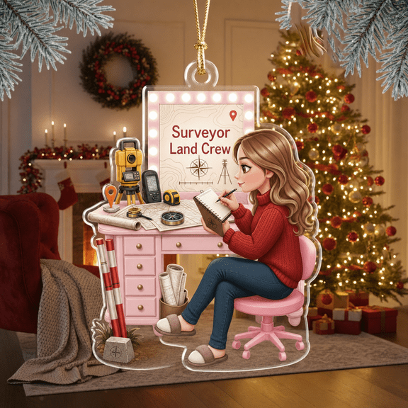 Surveyor Acrylic Ornament Land Crew Christmas Gift for Surveying Professionals
