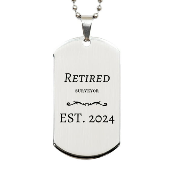 Surveyor Engraved Silver Dog Tag for Retired Surveyor Graduation Gift
