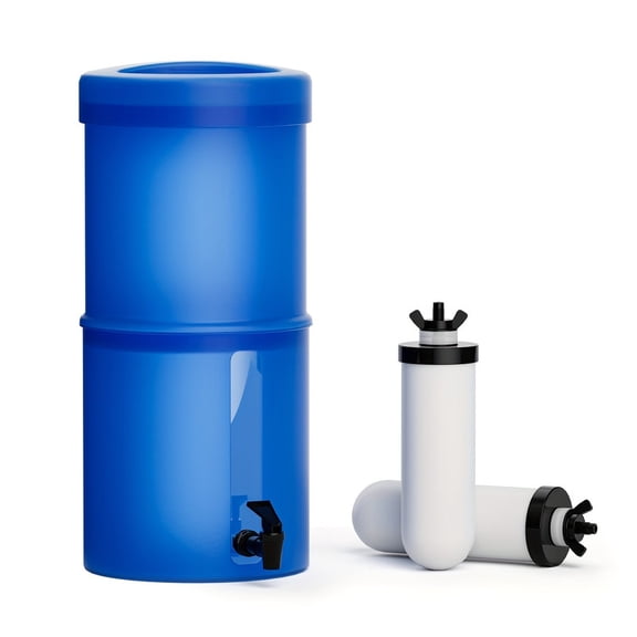 SurviMate 2.25G Gravity-Fed Water Filtration System with Water Level Viewing Window,5-Stage 0.01m Ultrafiltration Plastic Countertop Water Filtration System, Includes 2 Filter Cartridges