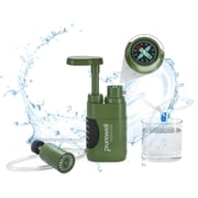 SurviMate Water Hand Purifier Pump, Stages, Portable Outdoor Emergency and Survival Gear with Replaceable Carbon for Camping, Hiking, BackpackingGreen