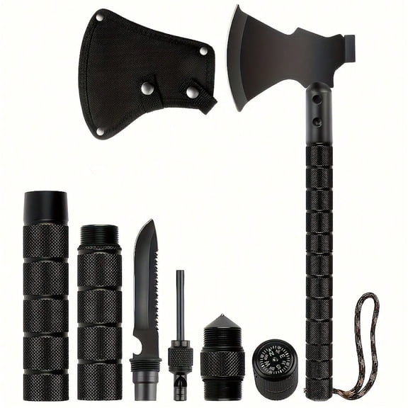 Survival Camping Axe, Folding Tactical Axe, Hatchet With Hammer, Nylon Scabbard, Survival Axe Set, Camping Axe, Off-Road Multi-Function Folding Axe, Hatchet With Hammer, Outdoor Adventure