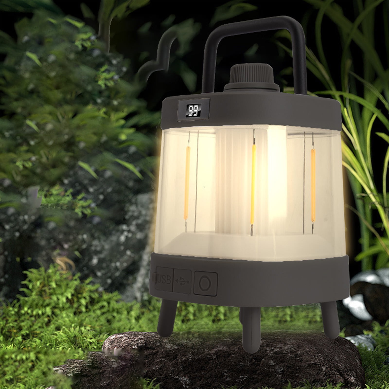 Survival Camping Lantern, LED with Seven-color Ambient Light, Rechargeable IP68 Waterproof, Small & Light, Emergency Light for Blackout, Hurricane, Hiking