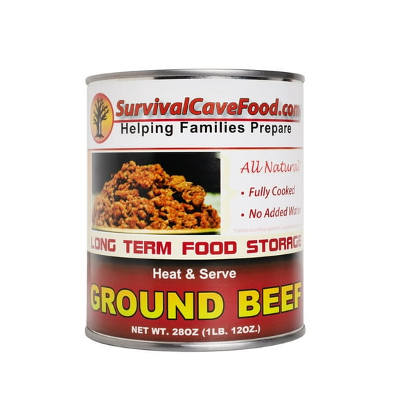 Survival Cave Food - Freeze Dried Food Canned Ground Beef Meat Delicious Ready to Eat Canned Meat for Long Term Storage and Emergency Food - 28 oz- 1 Can
