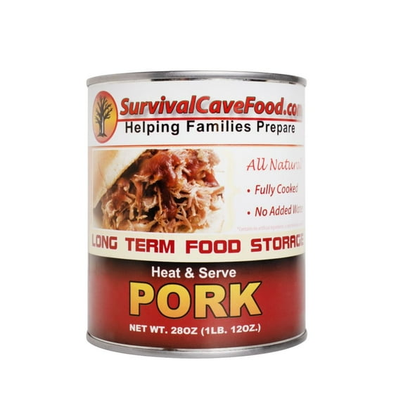 Survival Cave Food - Freeze Dried Food Canned Pork Meat Delicious Ready to Eat Canned Meat for Long Term Storage and Emergency Food - 28 oz- 1 Can