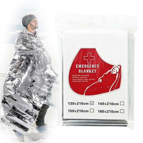 Survival Emergency Thermal Blankets,Thermal Survival Blanket Perfect for Camping,Hiking,Body Insulation,Outdoors,Car Survival Kit,Bug Out Bag,Camping Blankets,Body Warmer,Hiking(1PCS,82.7x51.2 Inch)