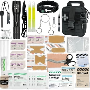 Survival First Aid Kit, HSA/FSA Eligible, Emergency Kit Molle Pouch IFAK Medical Kit for Vehicles Car Camping Backpacking Hiking Hunting