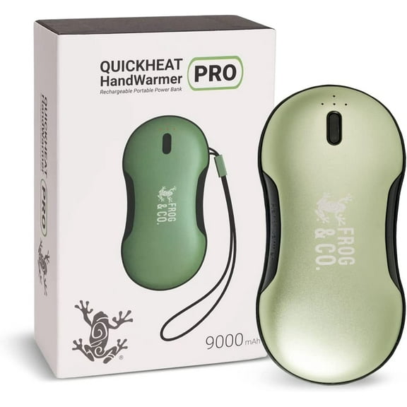 Survival Frog QuickHeat PRO Rechargeable Hand Warmer with Portable Power Bank - Electric Hand Warmer - Reusable Hand Warmers - USB Heater for Hands with Storage Bag and Lanyard