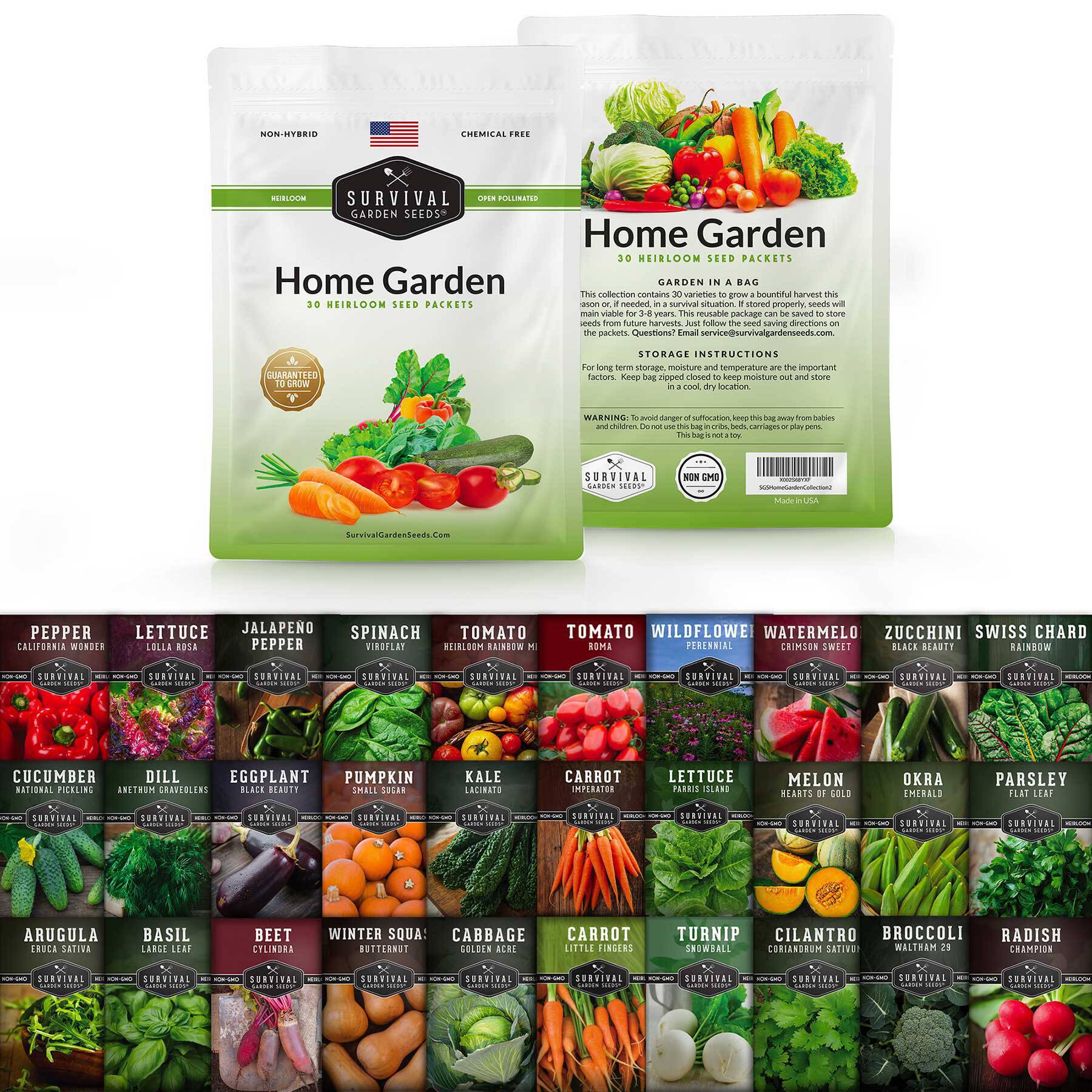 Survival Garden Seeds 30 Pack Home Garden Collection Kit - 18,500 ...