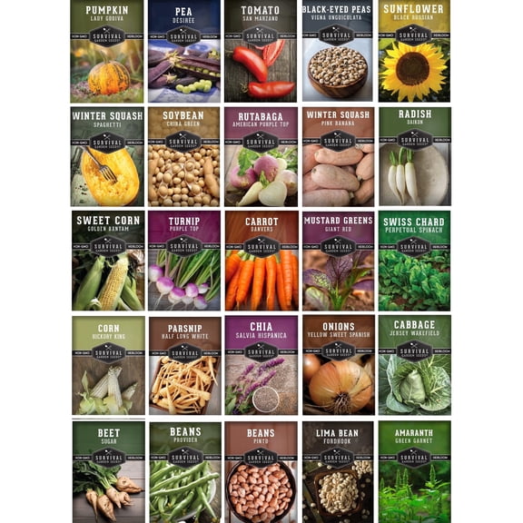 Self-Reliance Garden 25 Starter Pack - Full Sun Annual Vegetable Seeds