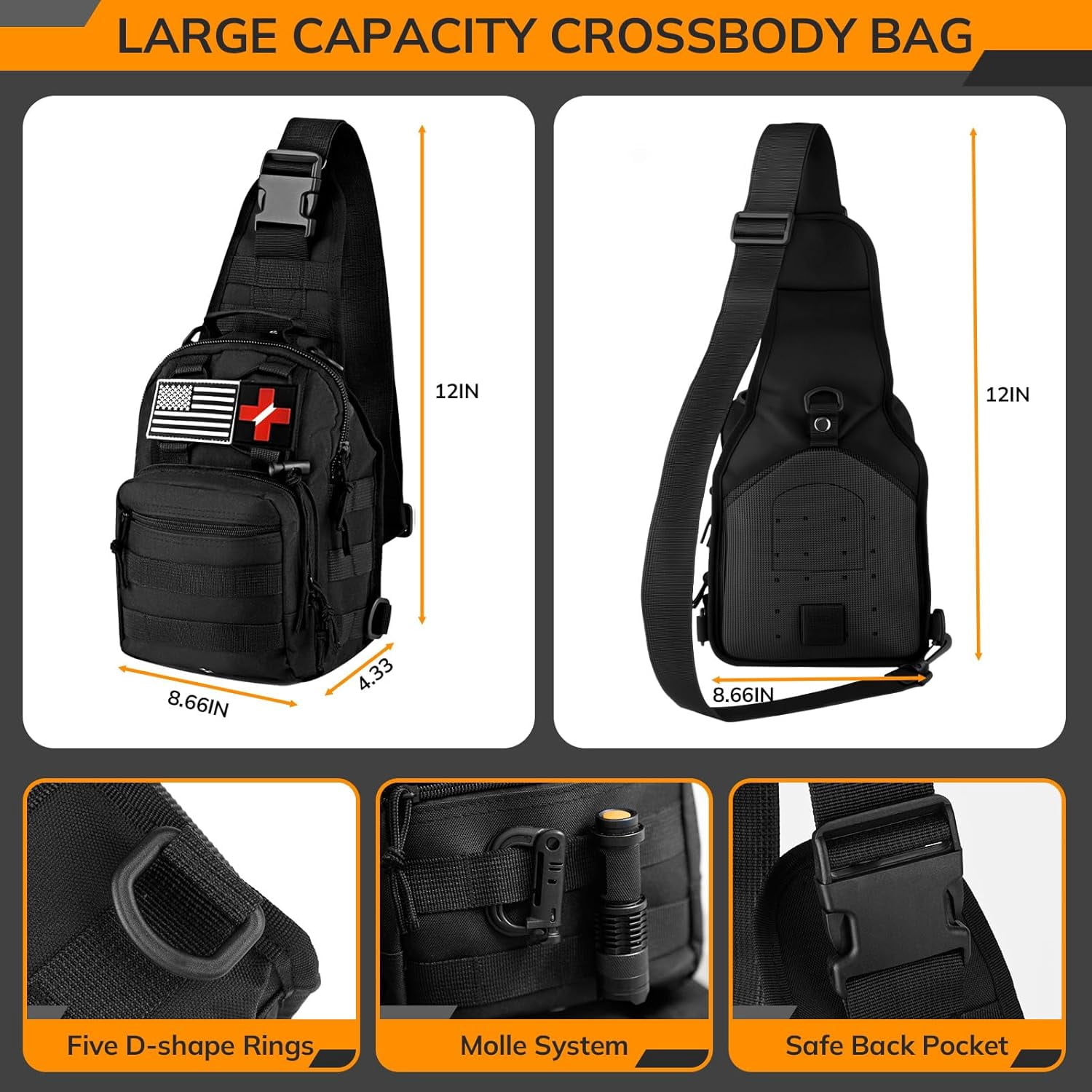 Survival Kit, 250pcs Survival Tools Tactical Gear and Trauma Bag, Survival First Aid Kit with Molle Crossbody Bag & Emergency Tent for Earthquake, Bug Out, Outdoor Adventure, Gifts for Christmas Men